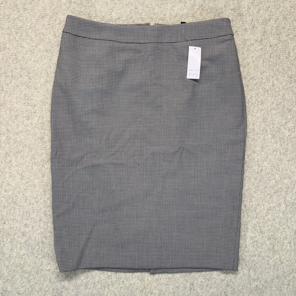 White House Black Market‎ Plaid Pencil Skirt Women's Size 2 Black White NWT